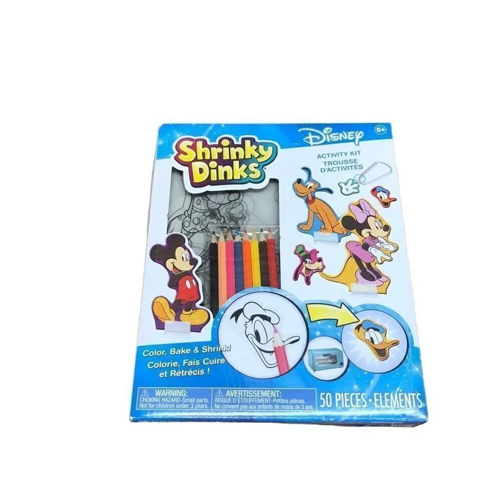 Disney Shrinky Dinks 50 Pieces Mickey Minnie Mouse Pluto Some damage on box New